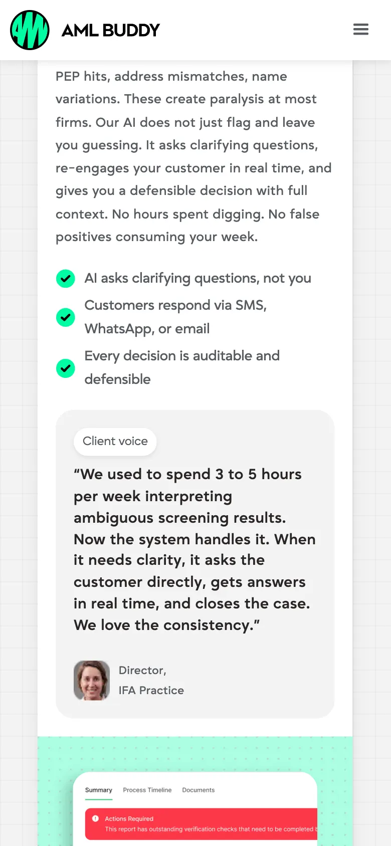 AML Buddy — mobile screen 2