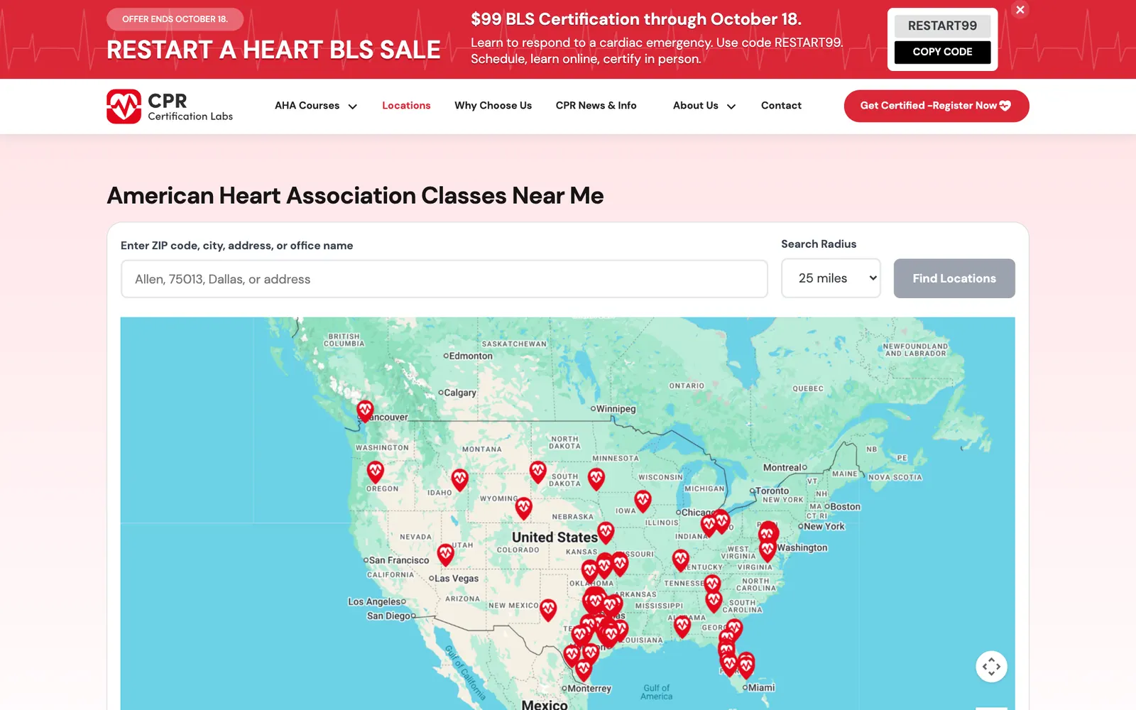 CPR Certification Labs — Locations map