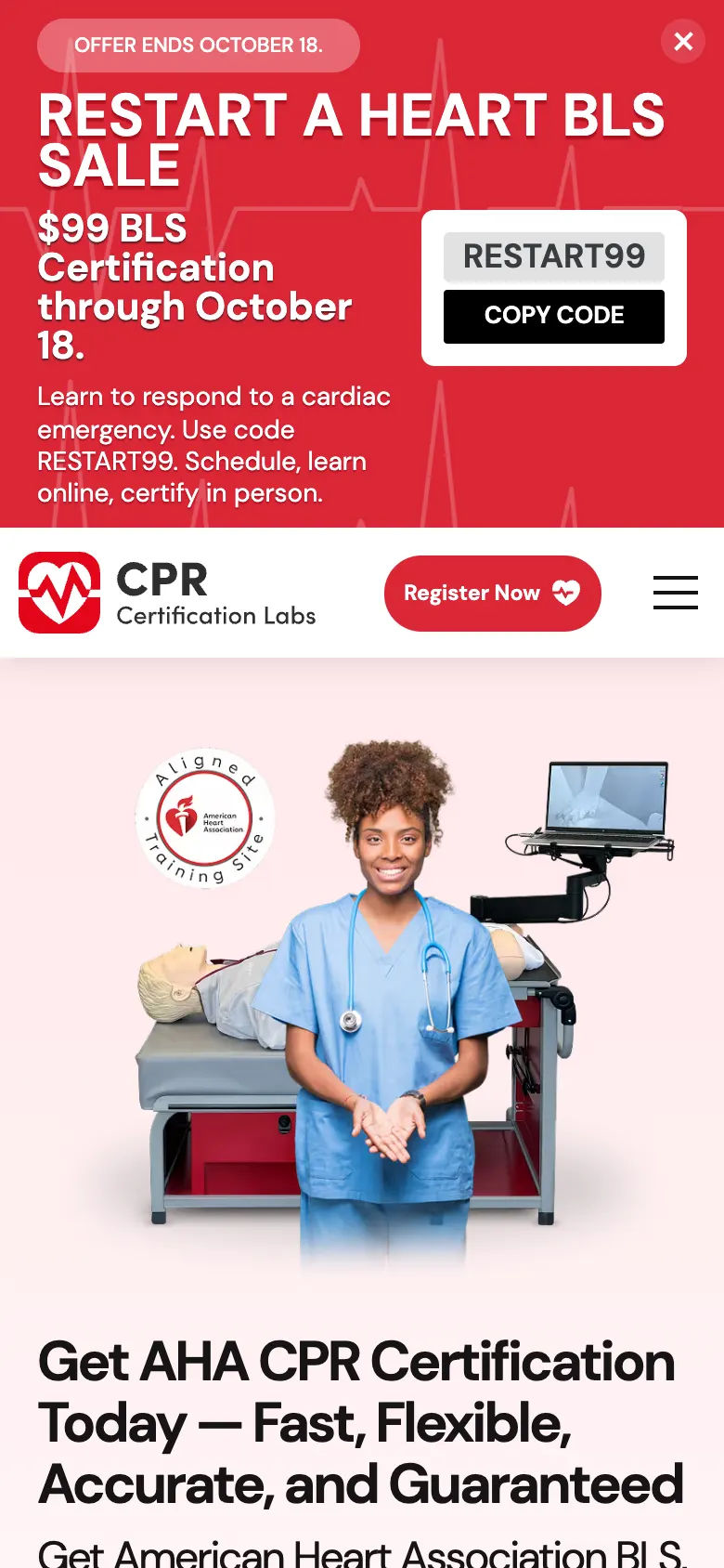 CPR Certification Labs — mobile screen 1