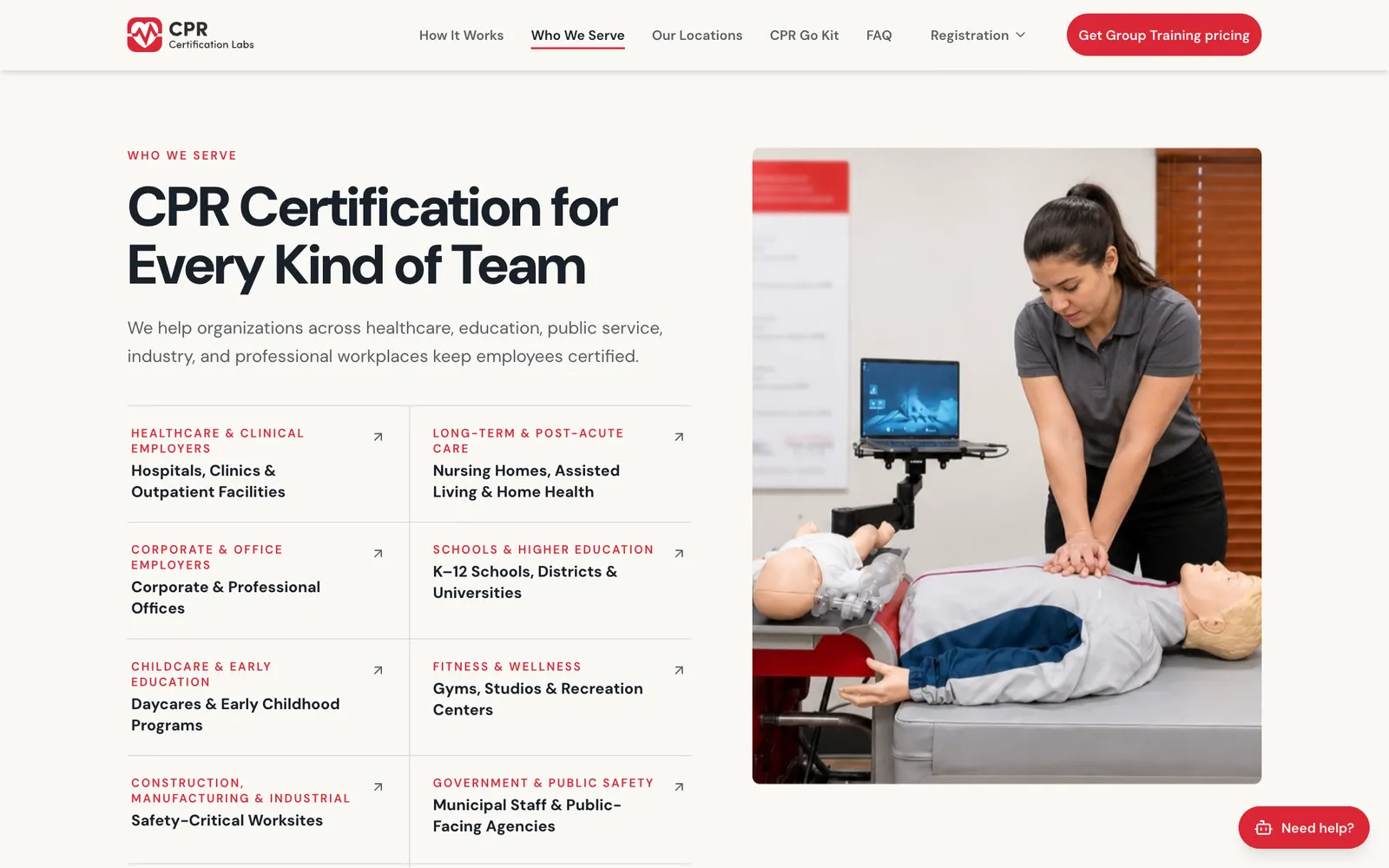 CPR Group Training — Who we serve