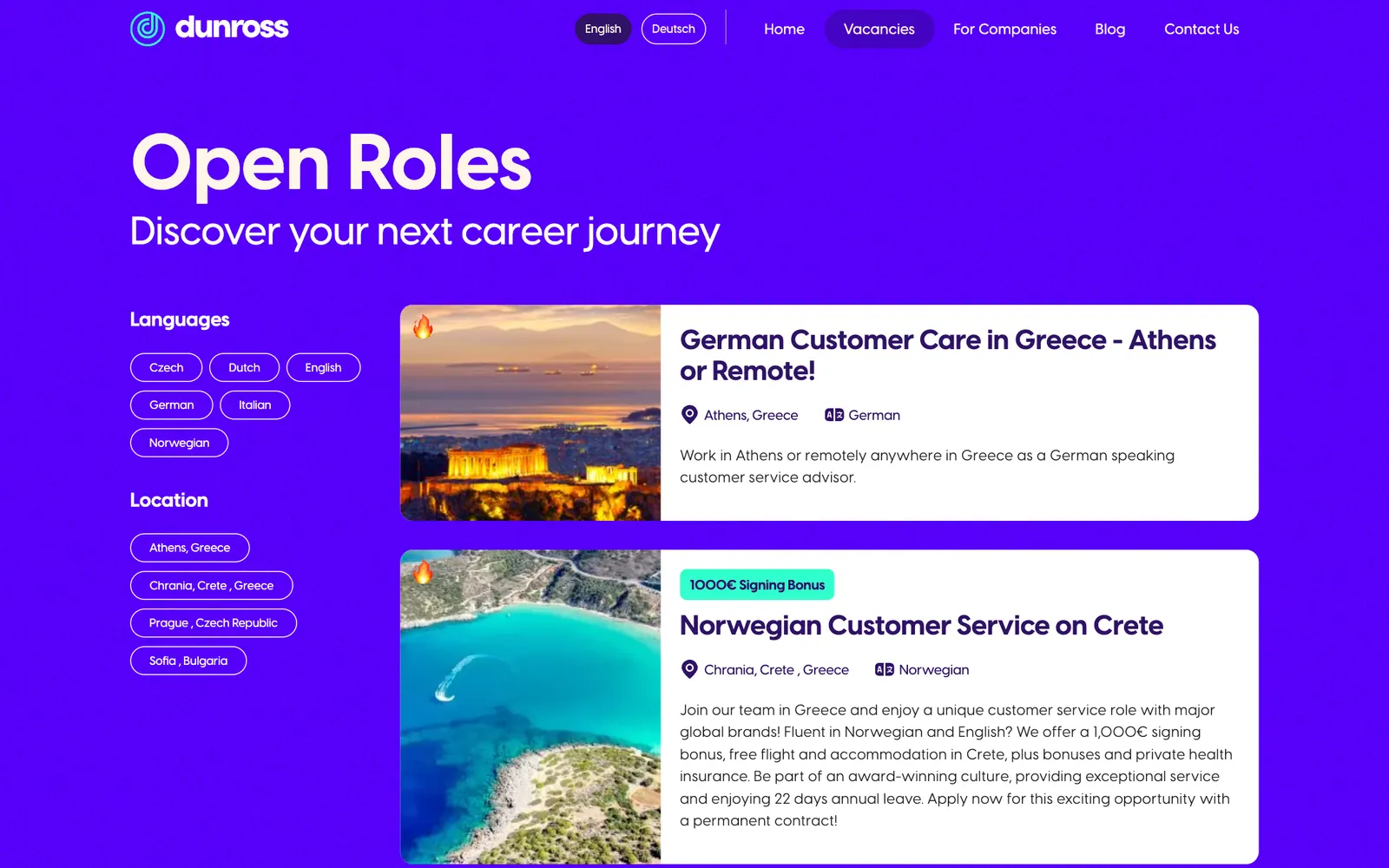 Dunross — Open roles