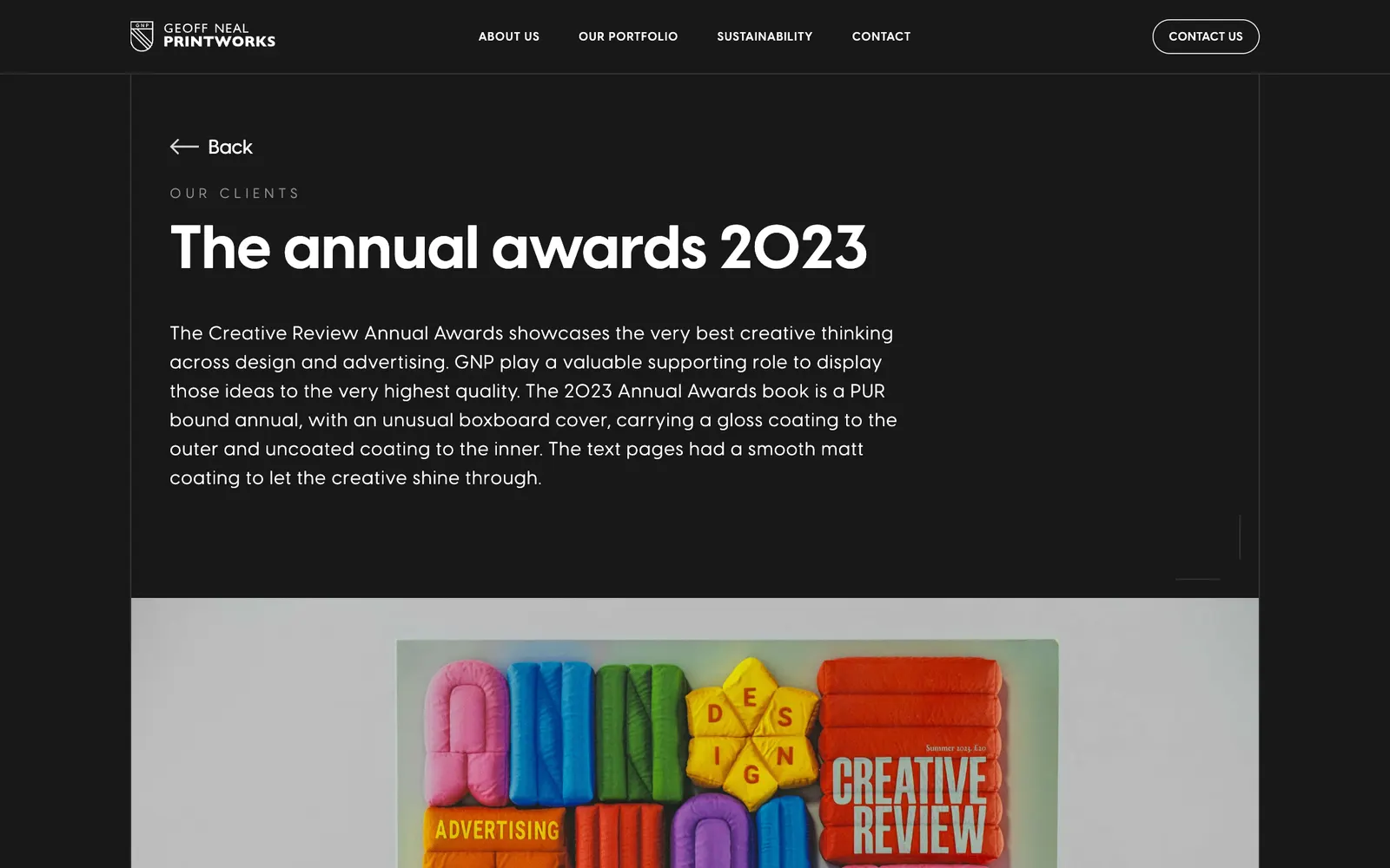 Geoff Neal Printworks — Client story — The Annual Awards 2023