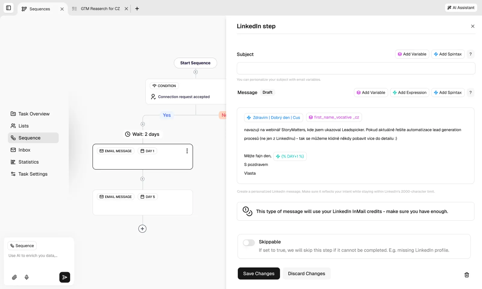 Leadspicker — Platform — sequence builder