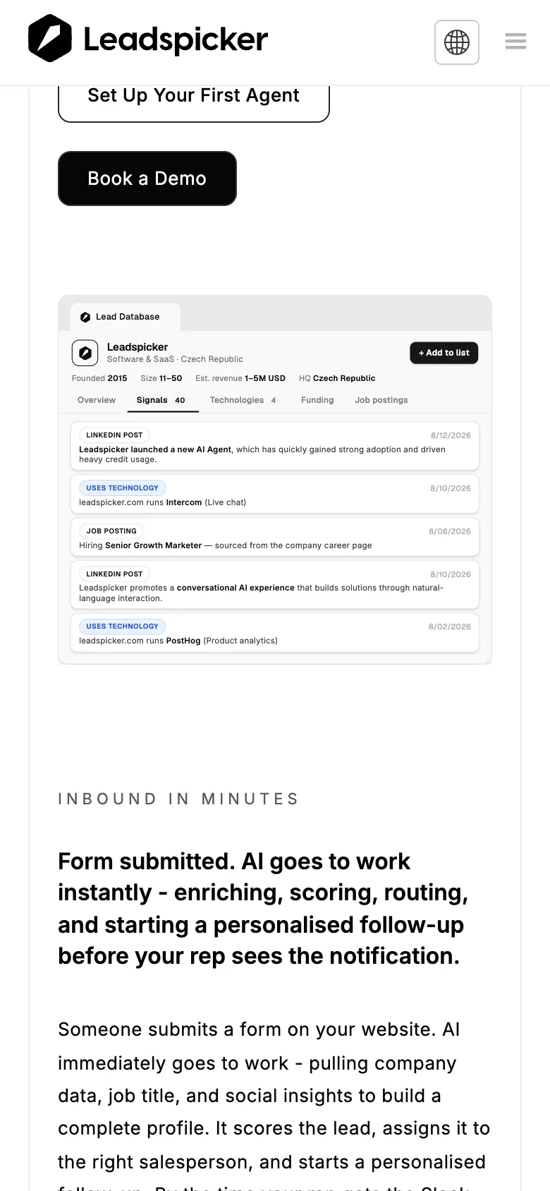 Leadspicker — mobile screen 2