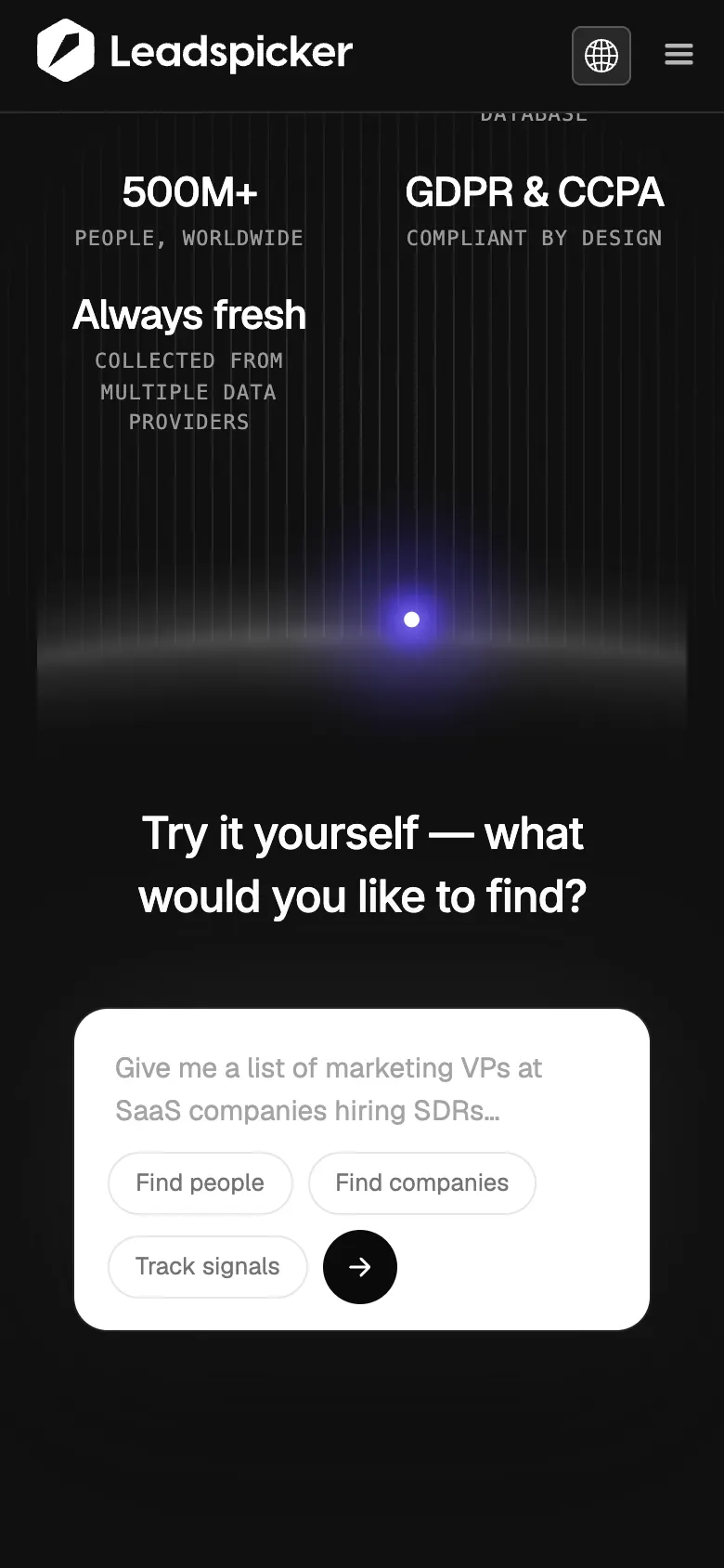 Leadspicker — mobile screen 3