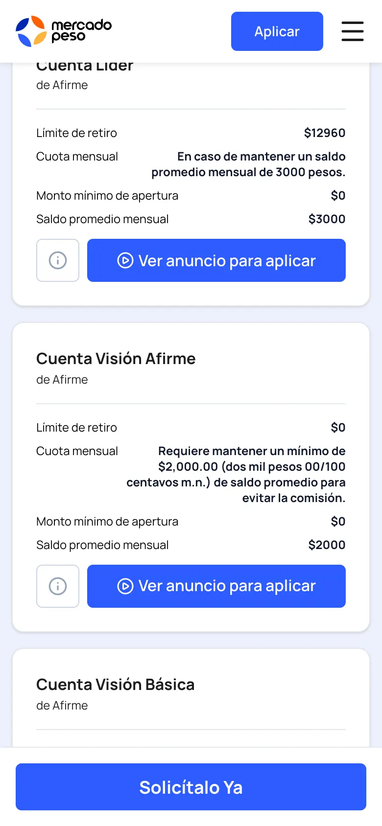 MercadoPeso — mobile screen 3