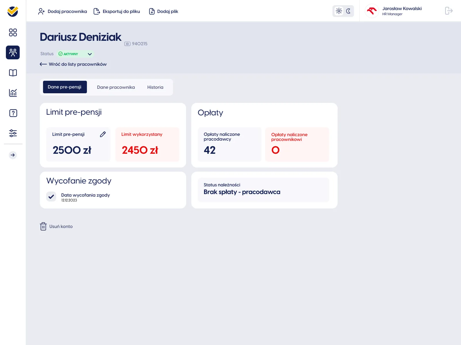 Patento B2B platform — Employee — limit, fees and consents