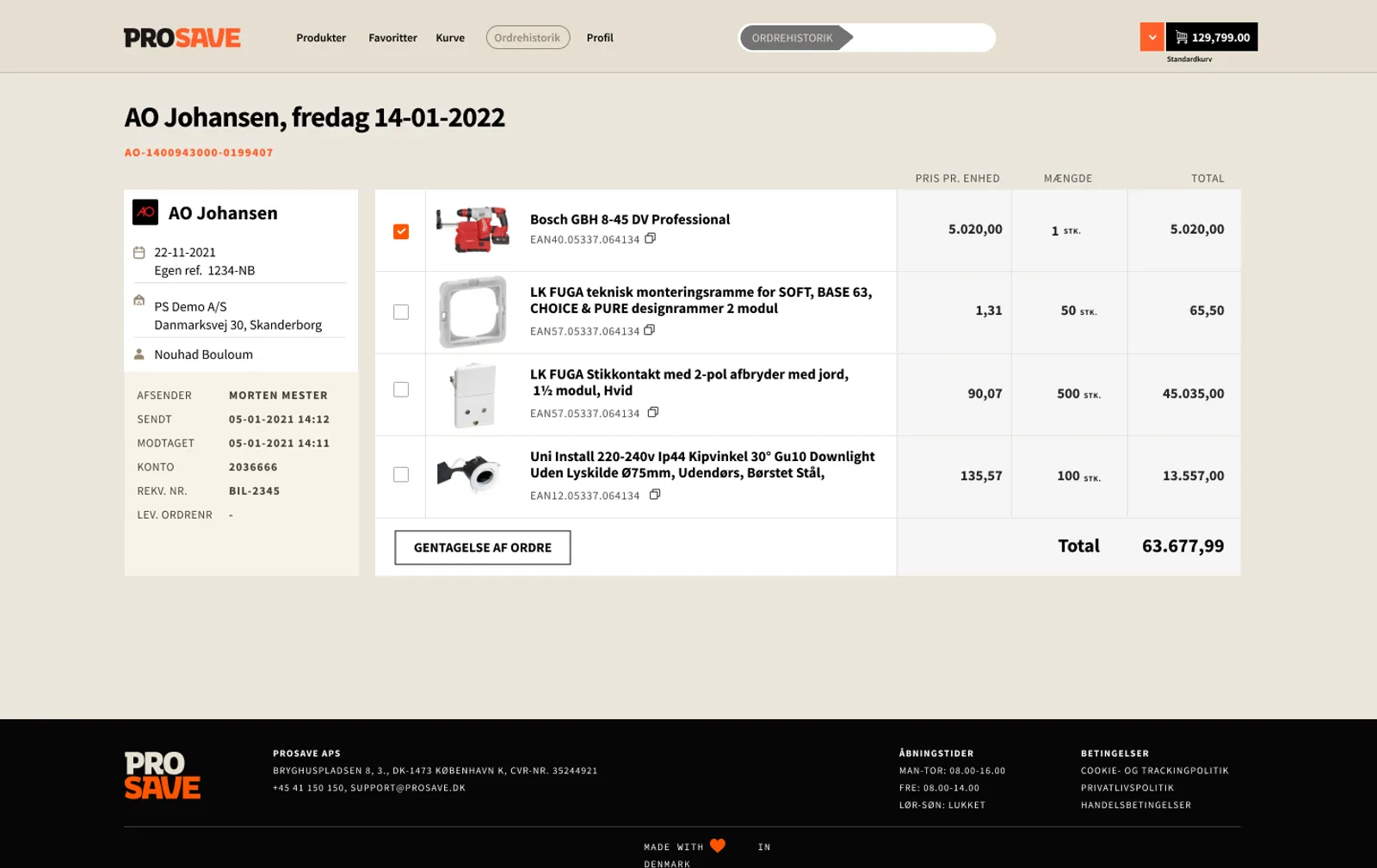 ProSave — Order details