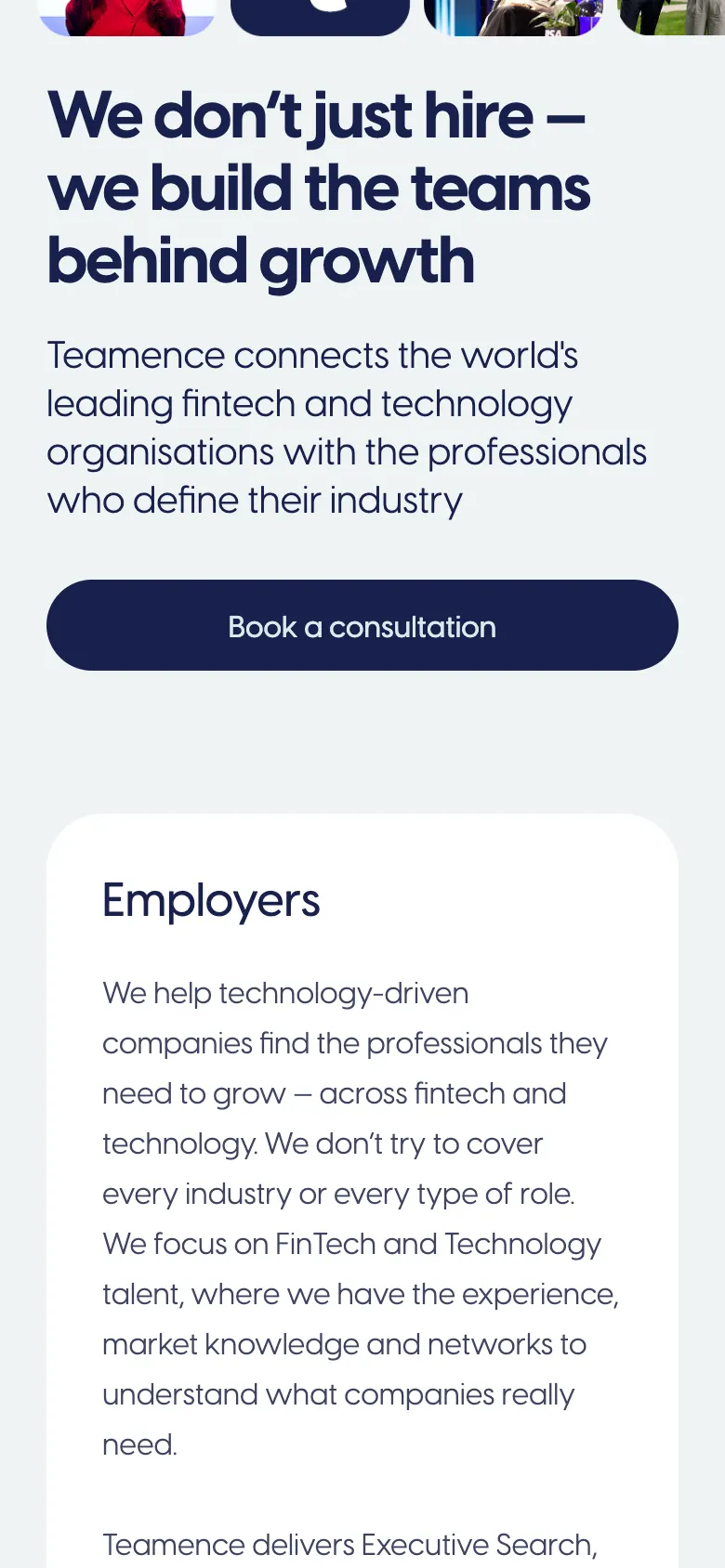 Teamence — mobile screen 1