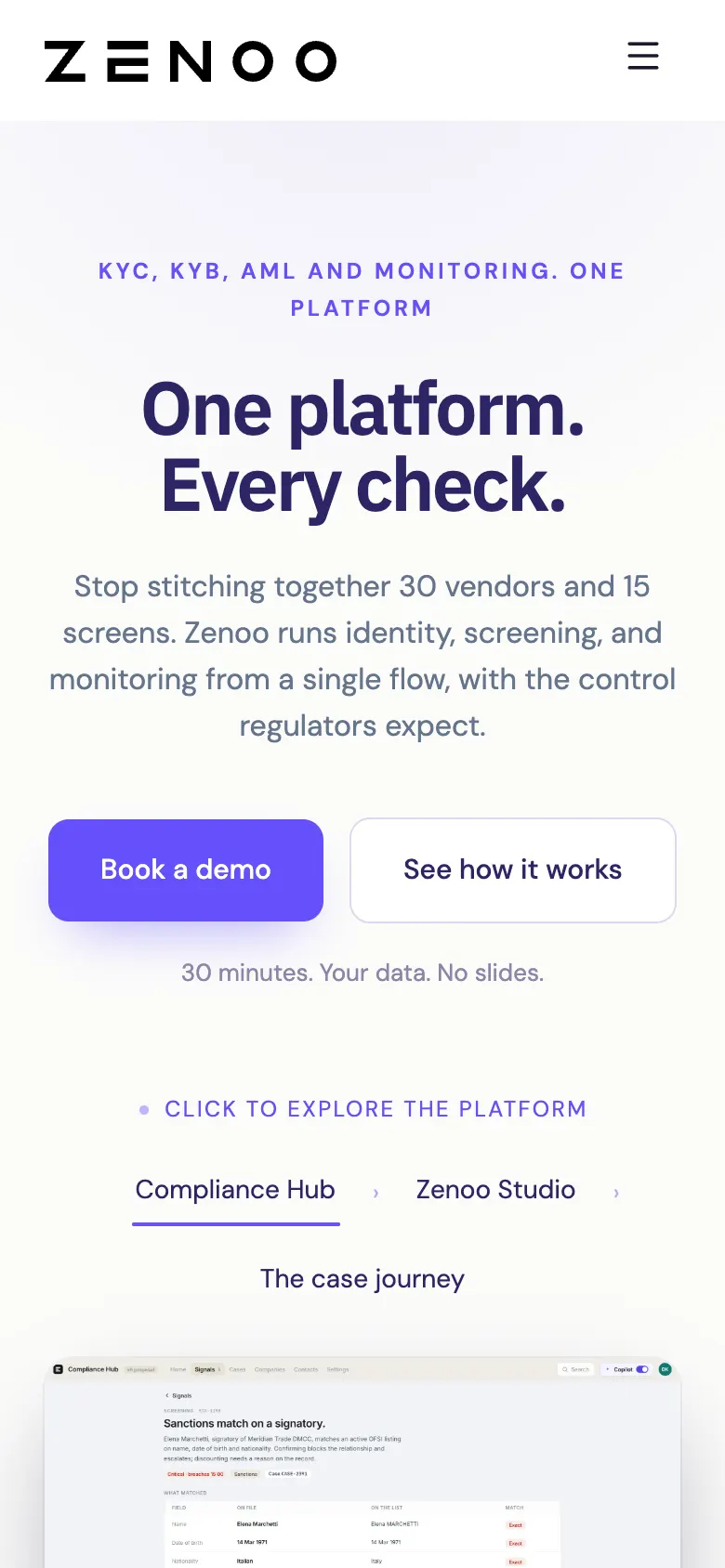 Zenoo — mobile screen 1